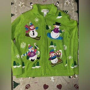 Festive Green Snowman Sweater